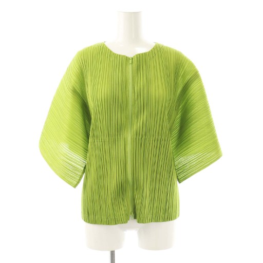 【中古】筋目プリーズ PLEATS PLEASE イッセイミヤケ 24AW MONTHLY COLORS AUGUST ジレー 半袖 黄緑 /NR ■os ■SH レディース 【ベクター 古着】 260119