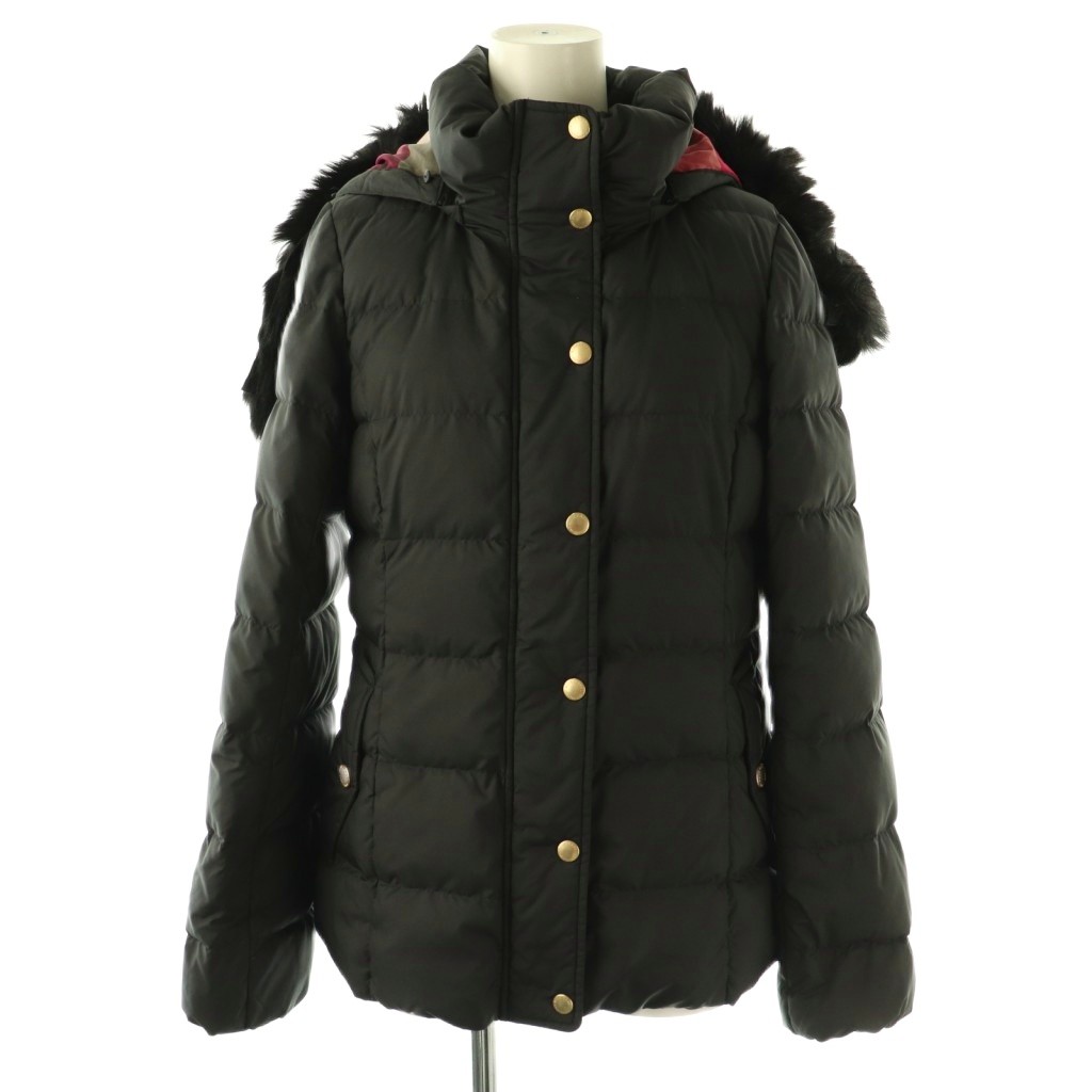 【中古】ブルーレーベルクレストブリッジ BLUE LABEL CRESTBRIDGE 裏地チェックダウンジャケット アウター フード 38 黒 /NR ■OS レディース 【ベクトル 古着】 260121