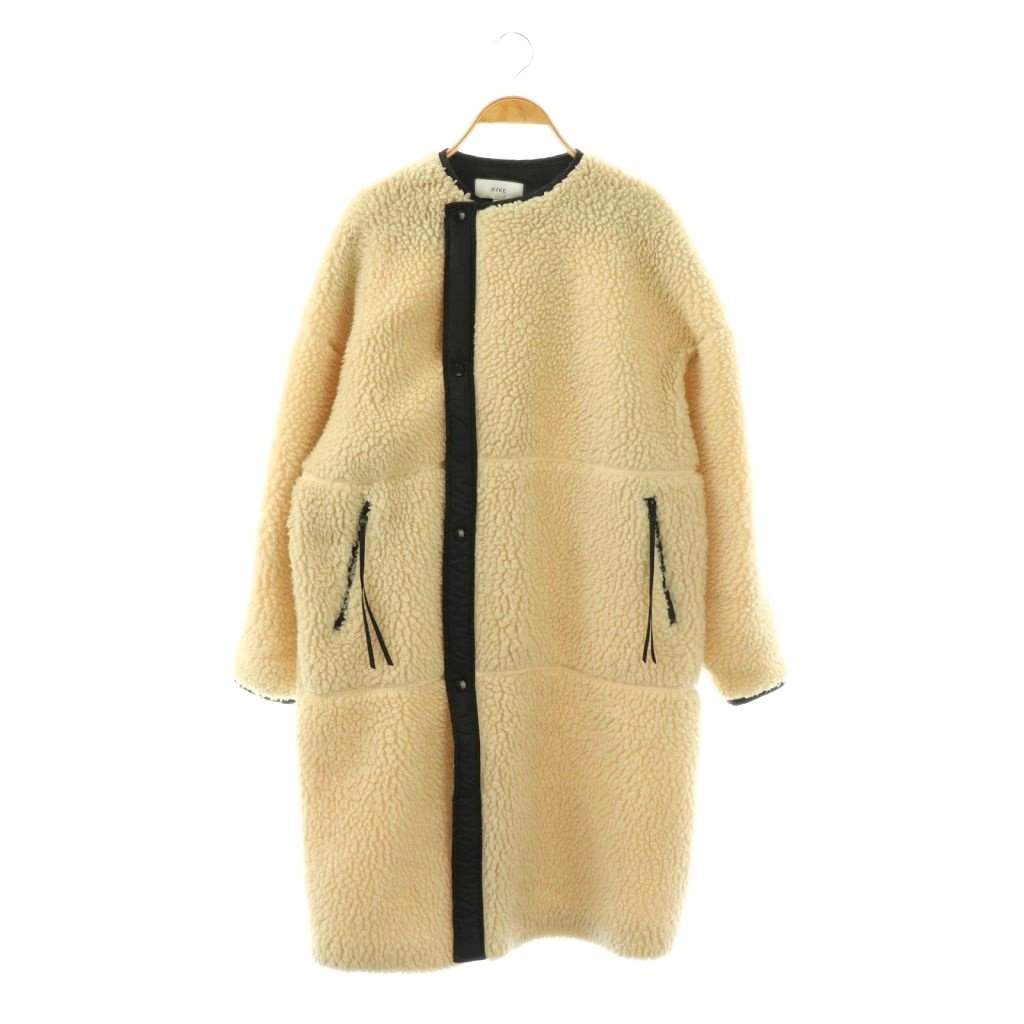 【中古】山歩き HYKE FAUX SHEARLING COAT ボア厚地の外套 否色つや厚地の外套 アウター 1 象牙色 17175 /DF ■os ■SH レディース 【ベクター 古着】 260121