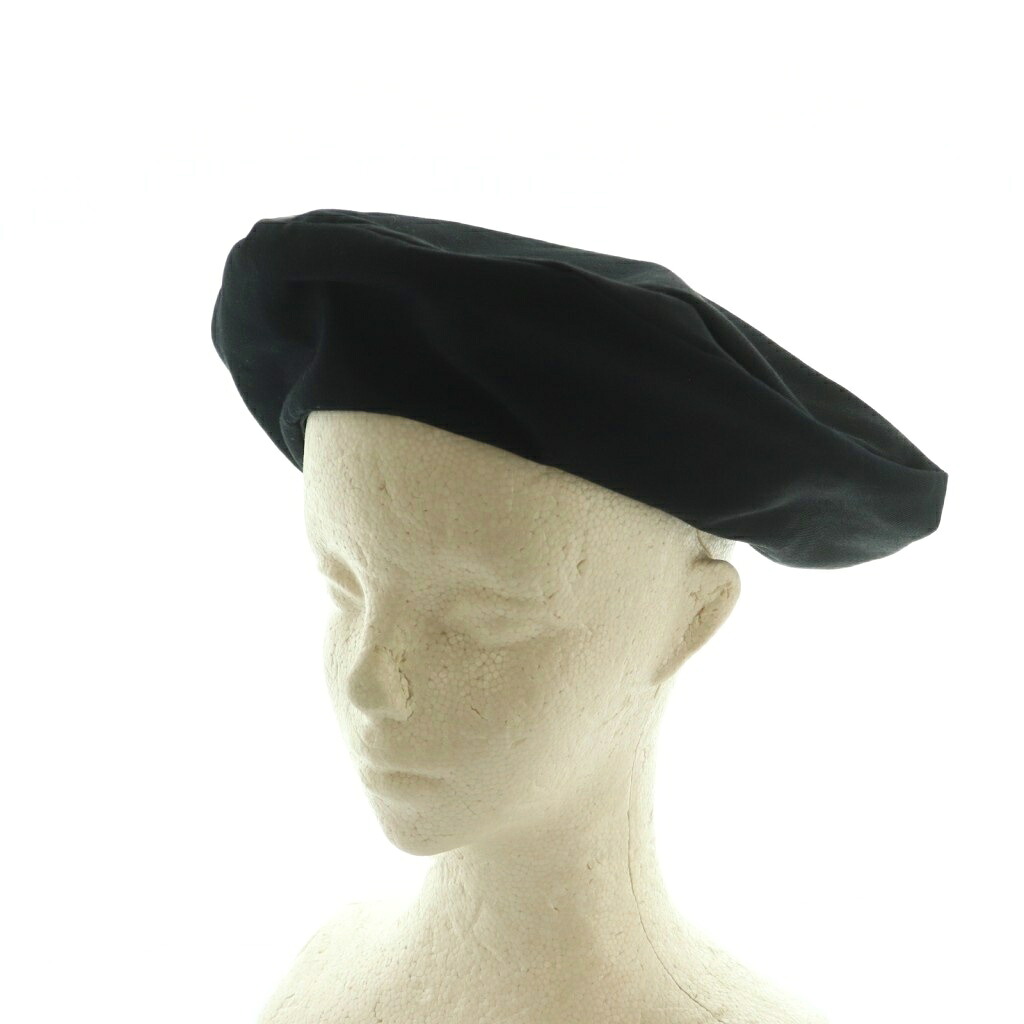 【中古】ヨウジヤマモトノアール YOHJI YAMAMOTO NOIR ベレー帽 帽子 レザー切替 総柄 黒 NV-H04-999 /MI ■OS ■SH レディース 【ベクトル 古着】 260120