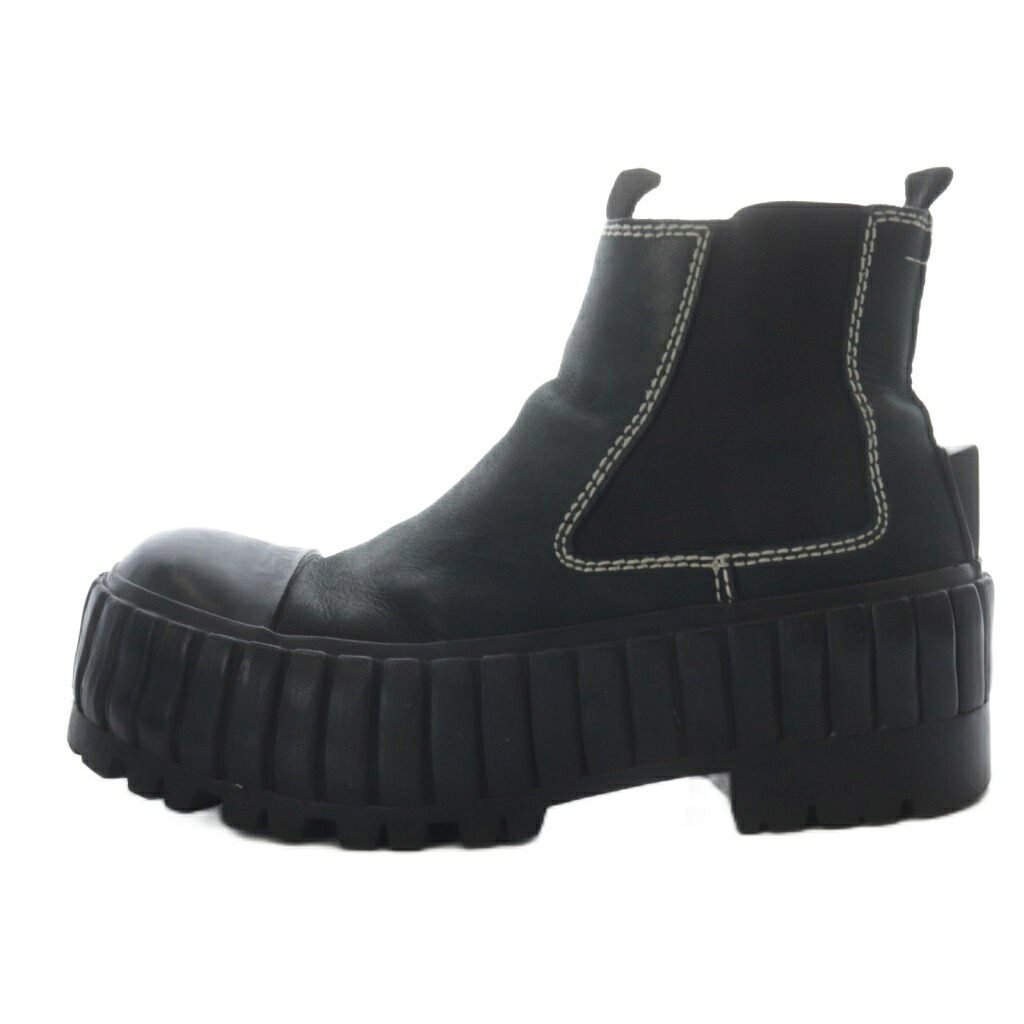 【中古】マルタンマルジェラ Martin Margiela MM6 メゾンマルジェラ チェルシーブーツ サイドゴアブーツ ショート プラットフォーム 厚底 レザー 37 ブラック S59WU0211 /YO16 ■SH レディース 【ベクトル 古着】 260129