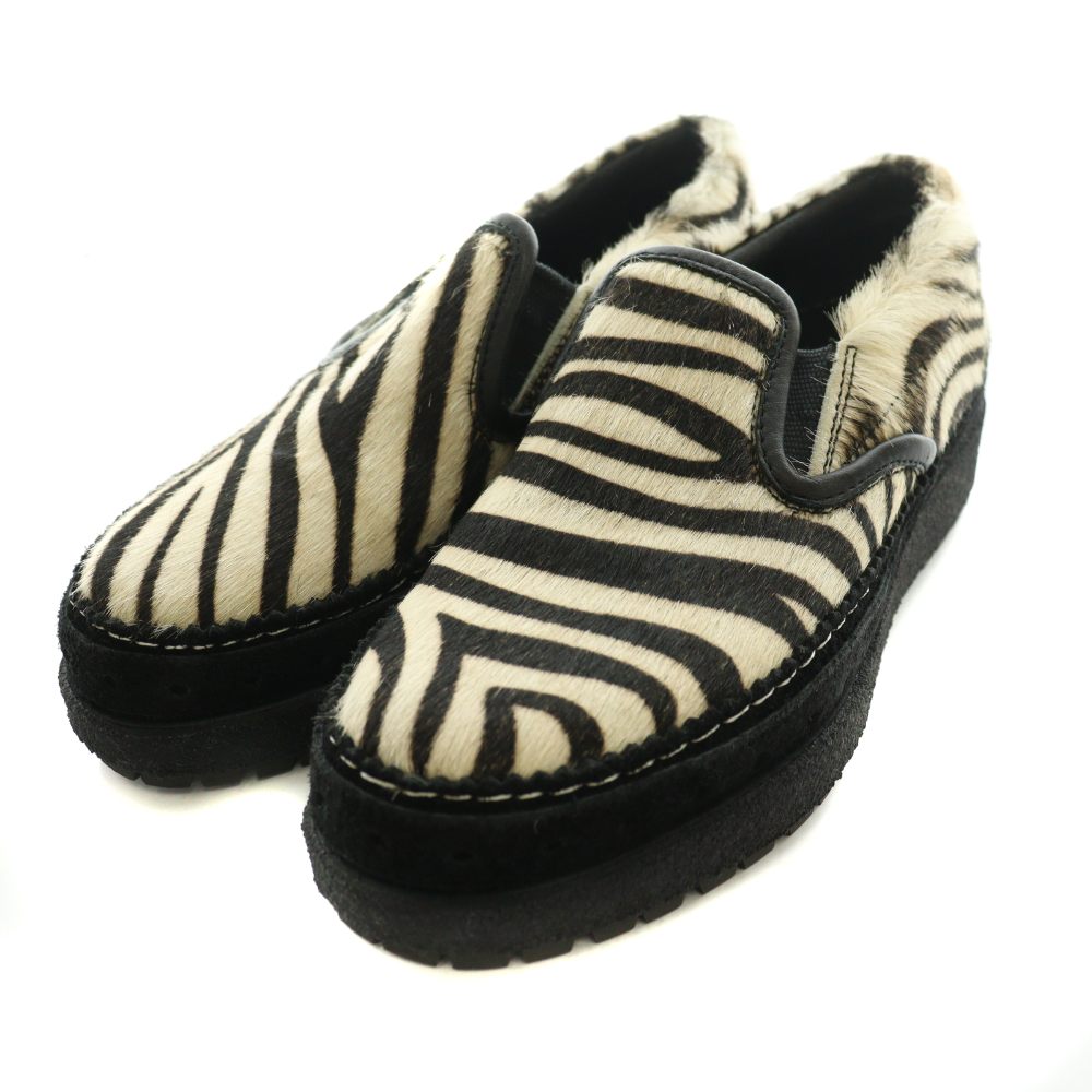 【中古】サカイ sacai ゼブラ柄ハラコスリッポン 37 ベージュ 黒 ブラック /SS ■OS ■SH レディース 【ベクトル 古着】 260123