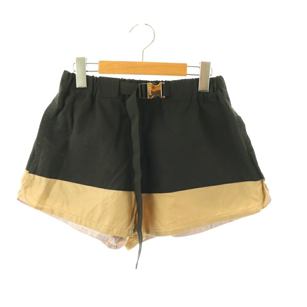 【中古】サカイ sacai 21-05767トラックショートパンツ コットン 0 黒 ベージュ /NR ■OS ■SH レディース 【ベクトル 古着】 260127