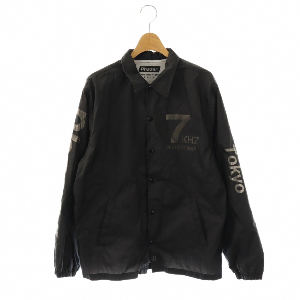 【中古】フェイザー Phazer.トーキョー コーチジャケット ロゴ ステンカラー S ブラック /CX ■OS メンズ 【ベクトル 古着】 260212