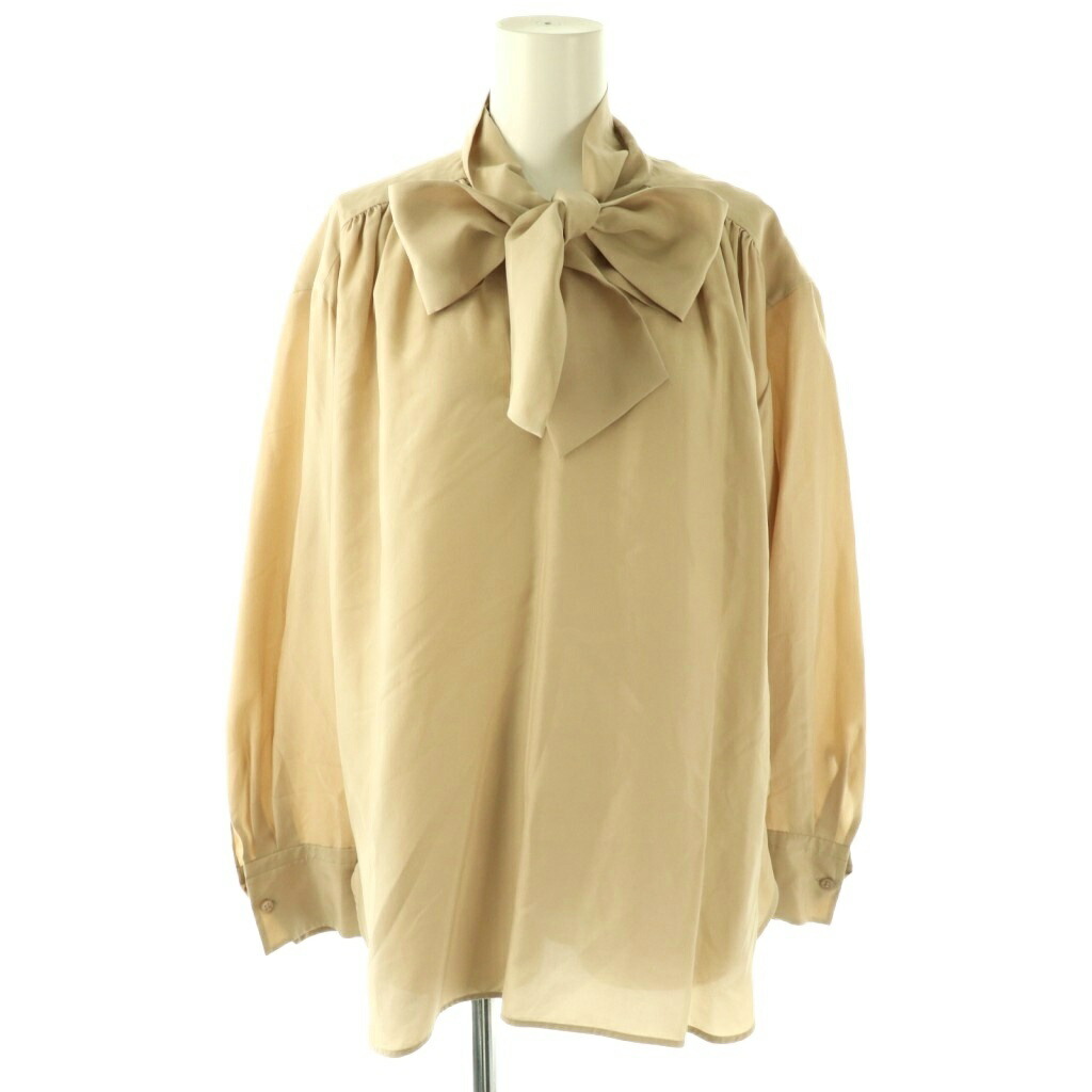 【中古】ジョンスメドレー JOHN SMEDLEY シルクデシンボウタイブラウス 長袖 ベージュ /DO ■OS レディース 【ベクトル 古着】 260203