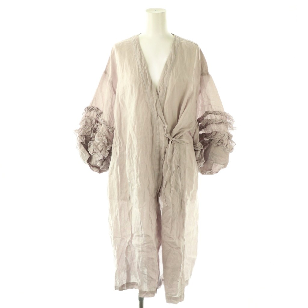 【中古】未使用品 ガーゼ Gauze ガーゼ ANTIQUE LACE FRILL SLEEVE CACHECOUR ROBE ローブ カーディガン リネン F グレー /HK ■OS ■SH レディース 【ベクトル 古着】 260203