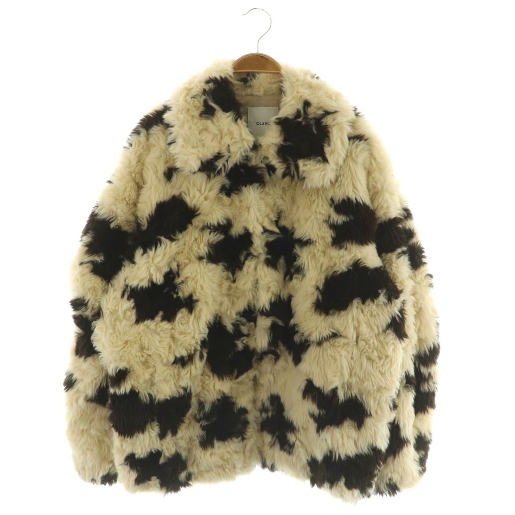 【中古】クラネ CLANE 24AW COW BOA BLOUSON カウ ボアブルゾン フェイクファージャケット 1 アイボリーダークブラウン /ES ■OS ■SH レディース 【ベクトル 古着】 260202