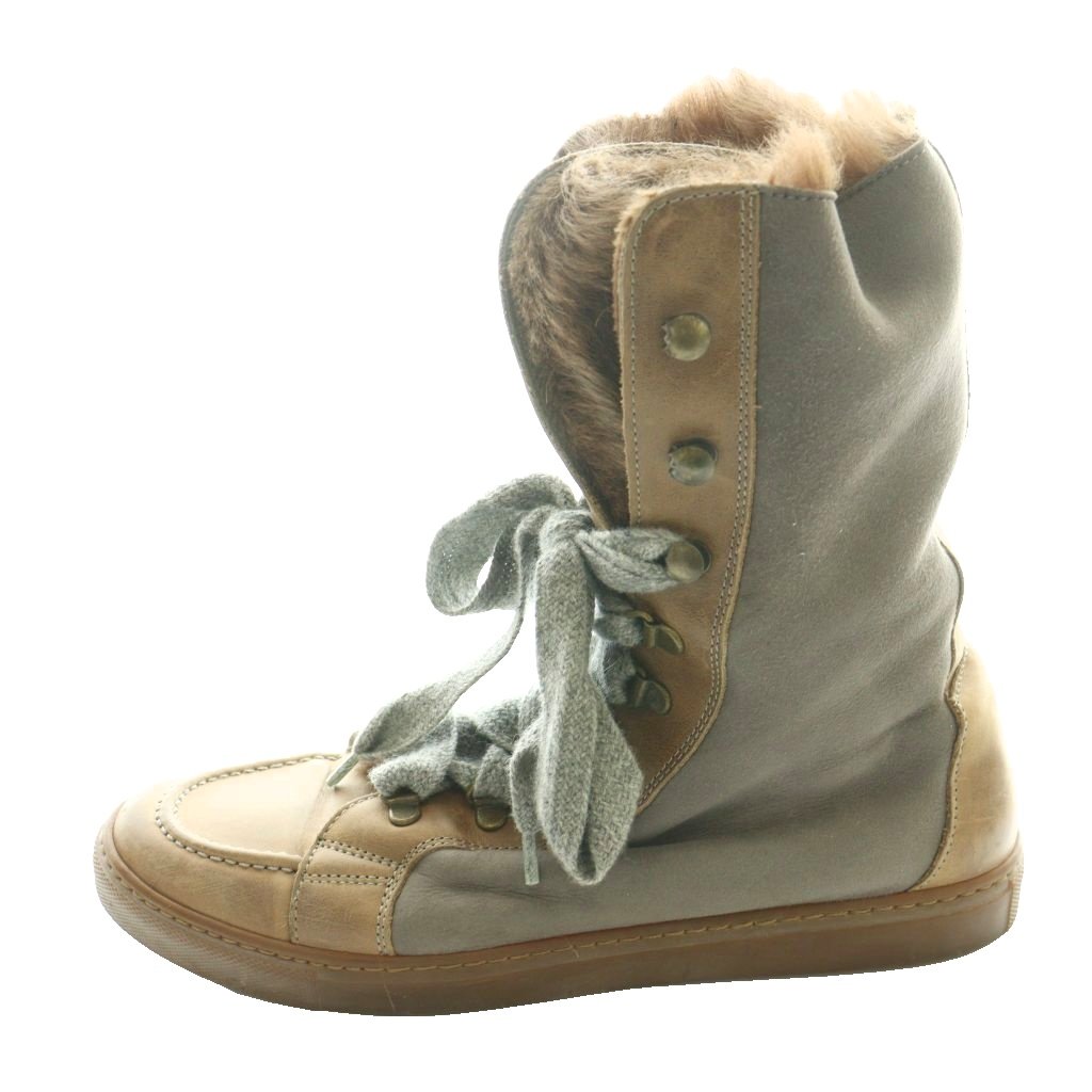 【中古】ブルネロクチネリ BRUNELLO CUCINELLI ハイカットスニーカー ムートンブーツ ショート 茶 ブラウン グレー /SS ■OS レディース 【ベクトル 古着】 260213