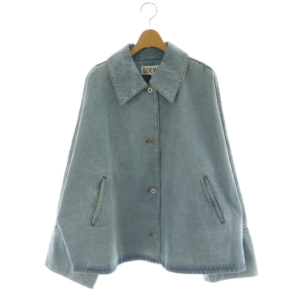 【中古】ロエベ LOEWE ワイドスリーブ デニムジャケット ブルゾン ドルンマン 40 ライトブルー /ES ■OS レディース 【ベクトル 古着】 260203