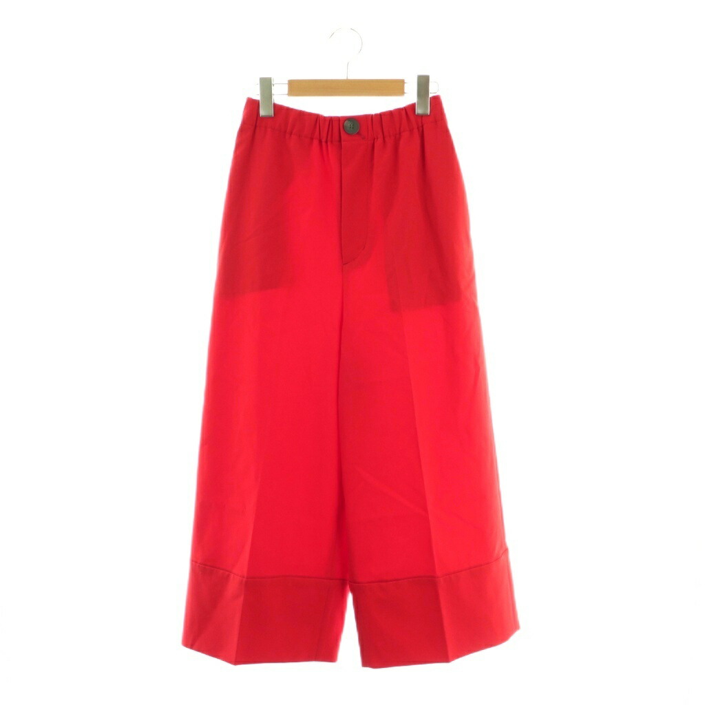 【中古】エンフォルド ENFOLD 24AW CROPPED WIDE-TROUSERS パンツ ワイド イージー 36 レッド /HK ■OS レディース 【ベクトル 古着】 260203