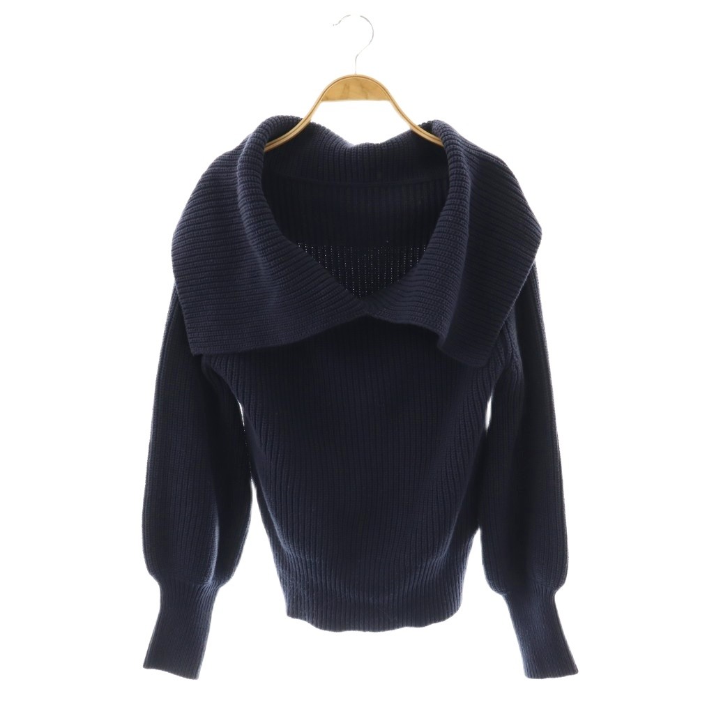 【中古】ノーブル NOBLE 24SS 片畦ケープカラープルオーバー ニット セーター ネイビー /DF ■OS レディース 【ベクトル 古着】 260212
