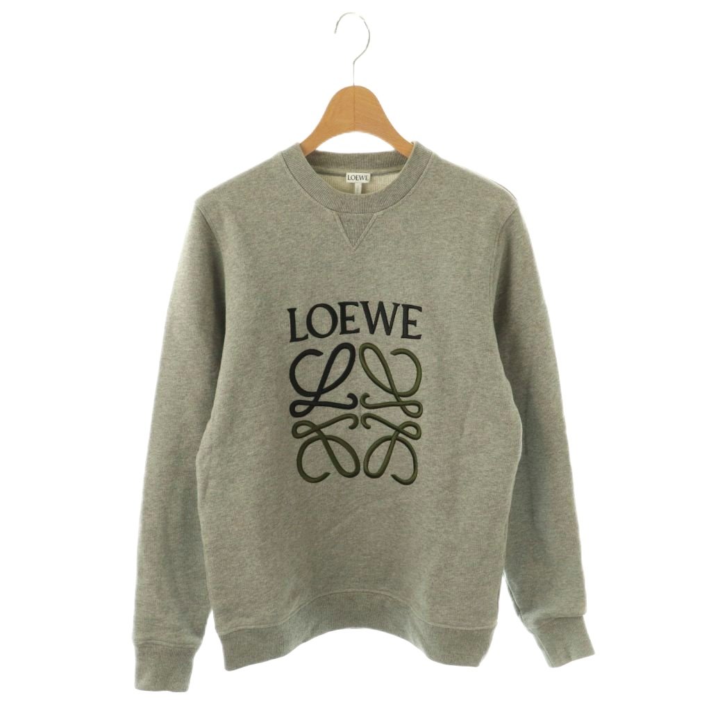 【中古】ロエベ LOEWE アナ瓦 エンブロイダリースウェット ティーシャツ 長袖 XS 薄墨色 H526341XA1 /HK ■os レディース 【ベクター 古着】 260205
