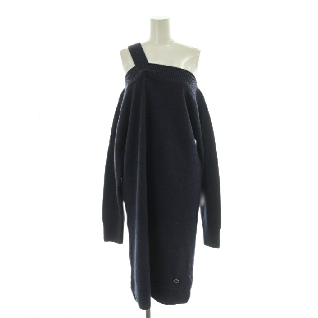 【中古】エルメス HERMES 4H2541D1 カシミヤニットワンピース 長袖 ミモレ ロング 38 紺 米国海軍 /NR ■os レディース 【ベクター 古着】 260210