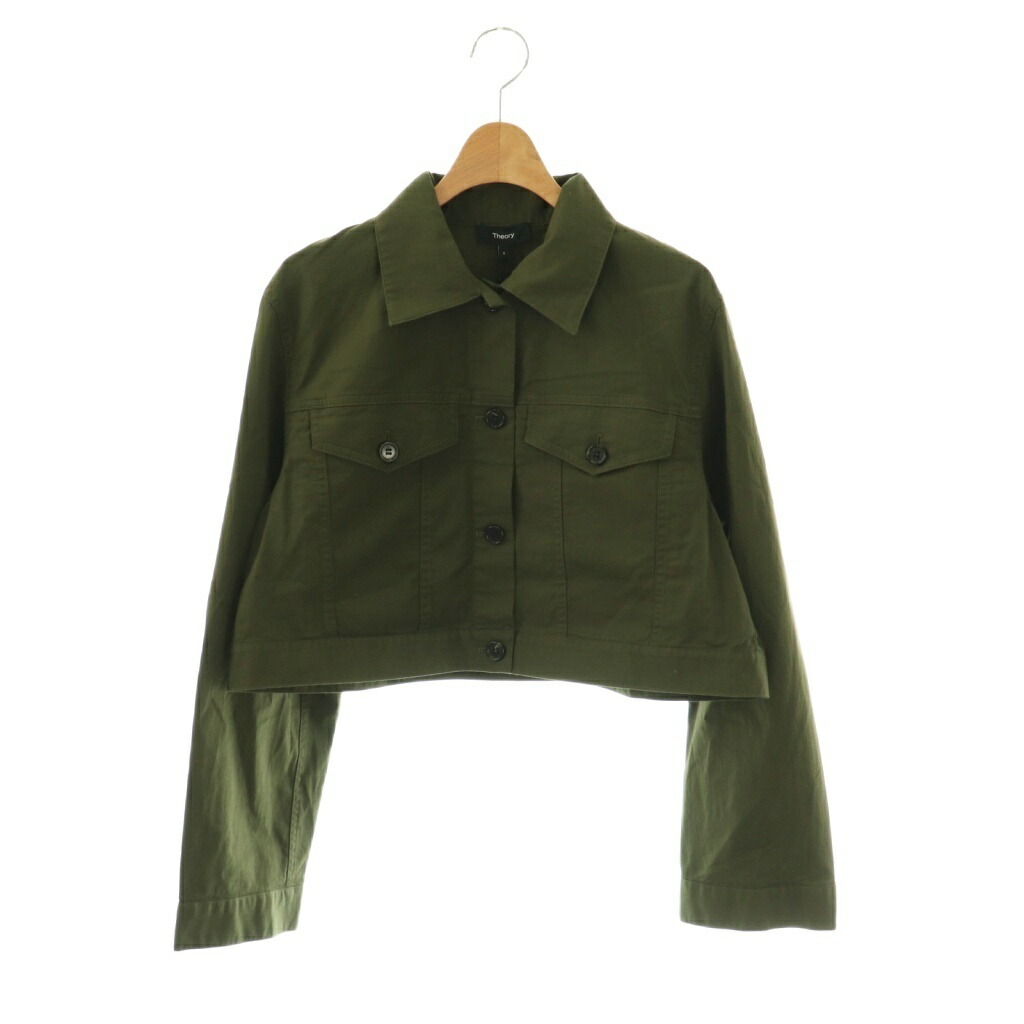 【中古】セオリー Theory 24SS PATTON PD CROP TRUCKER JKT ジャケット ブルゾン コットン S カーキ /NR ■OS レディース 【ベクトル 古着】 260208