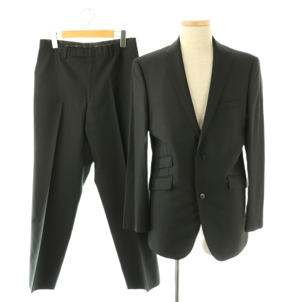 【中古】バーバリーブラックレーベル BURBERRY BLACK LABEL セットアップ背広 照合のしるし柄 2B上衣 ズボン下 濃灰色黒いこと 黒いこと /DO ■os メンズ 【ベクター 古着】 260206