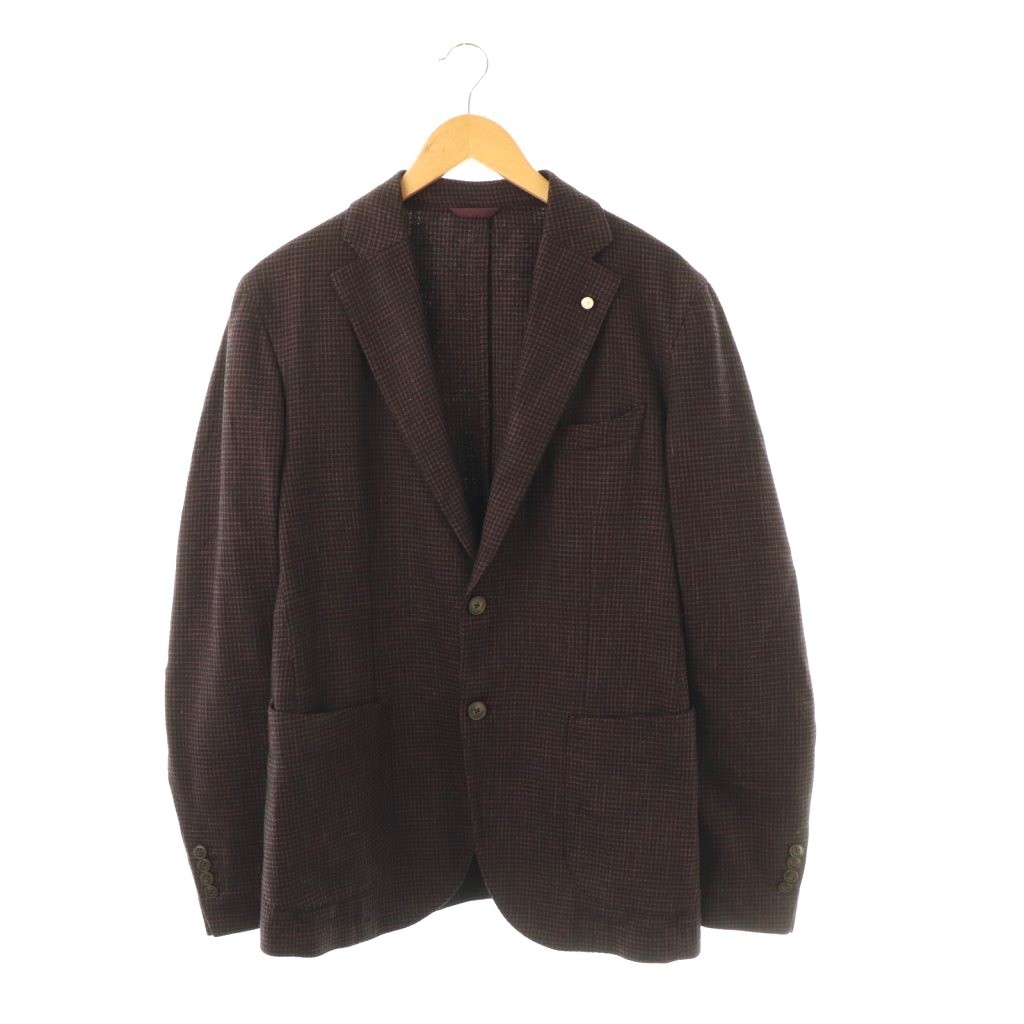 【中古】ルイジ ビアンキ LUIGI BIANCHI ハウンドトゥースウール2Bジャケット テーラード L ブラック パープル /HK ■OS ■SH メンズ 【ベクトル 古着】 260212