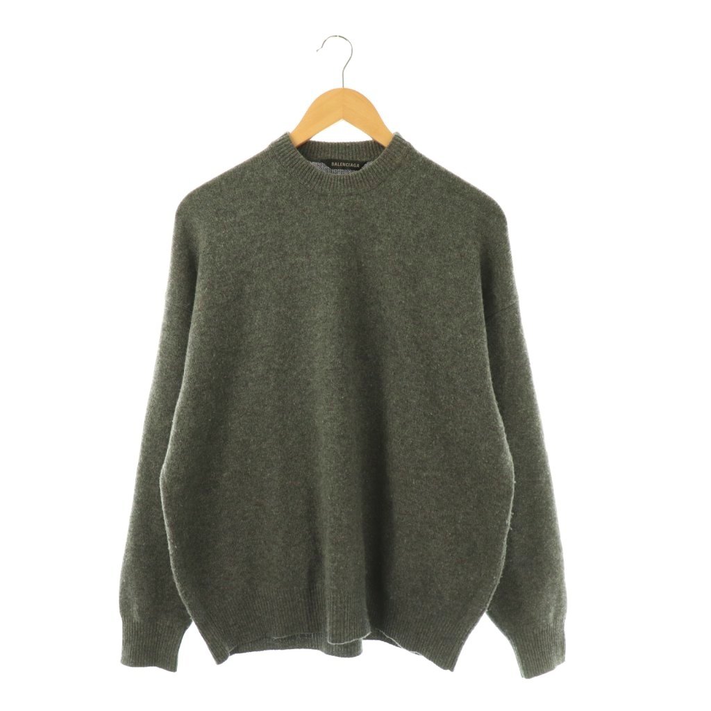 【中古】バレンシアガ BALENCIAGA 721463 バック刺繍 カシミヤクルーネックニット セーター XS チャコールグレー /ES ■OS ■SH メンズ 【ベクトル 古着】 260216｜ブランド古着ベクトルプレミアム店
