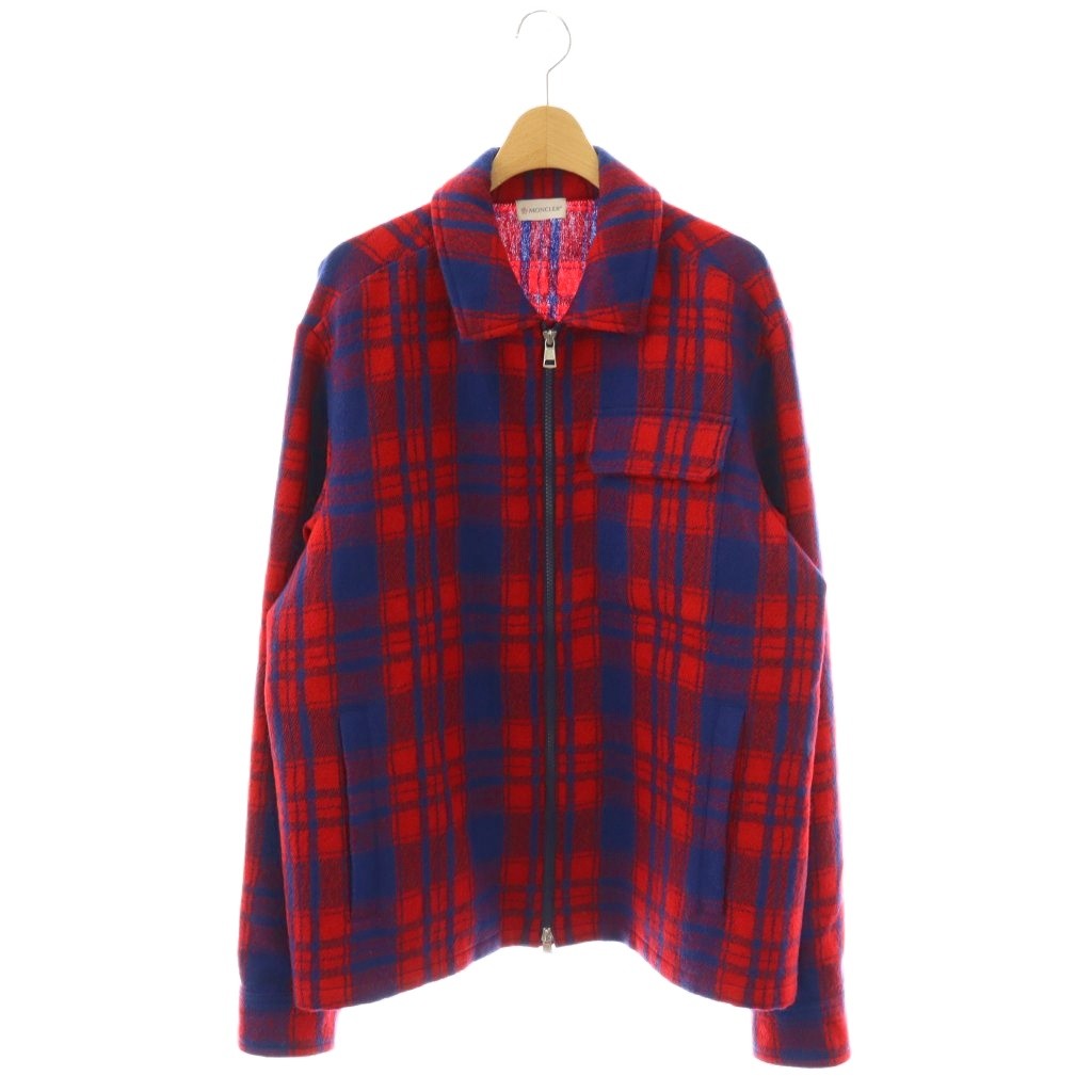 【中古】モンク軌跡 MONCLER 23AW CAMICIA ジップアップ 読み合わせる ティーシャツ上衣 上衣 M 赤いこと 青碧 /ES ■os メンズ 【ベクター 古着】 260216