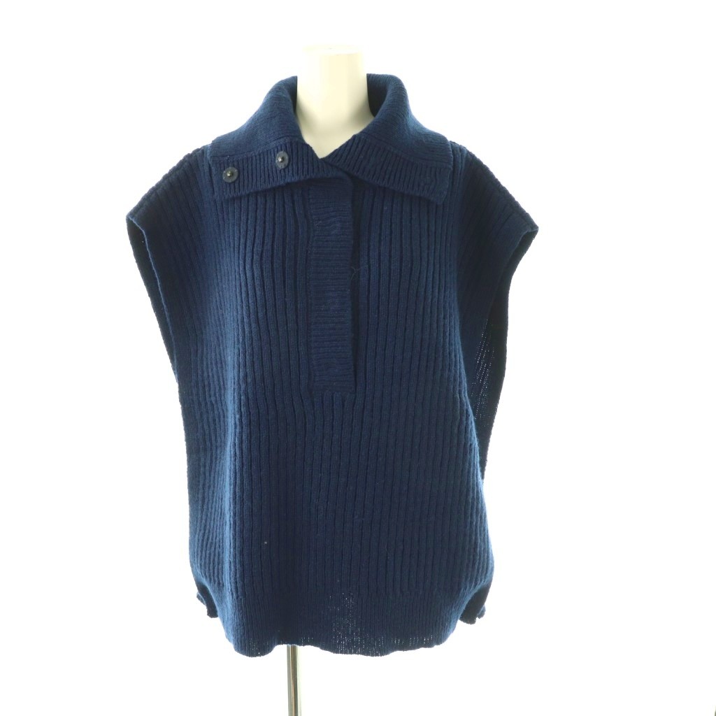 【中古】エリザベスストレイペダーセン Elisabeth Stray Pedersen ウールニットベスト プルオーバー M/L 紺 /NR ■OS レディース 【ベクトル 古着】 260219