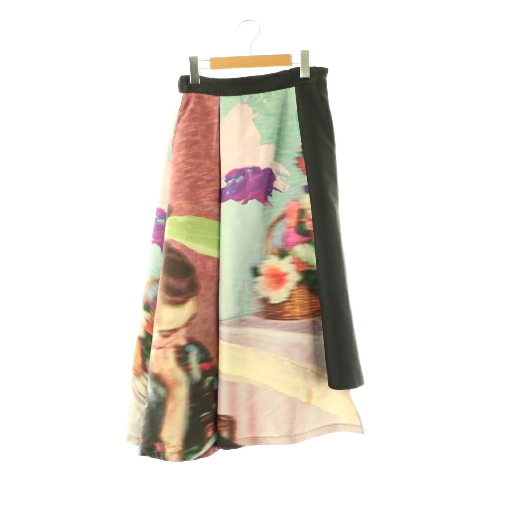 【中古】アメリ AMERI EMILIA TUCK SKIRT スカート ロング フレア 黒 マルチカラー /NR ■OS レディース 【ベクトル 古着】 260220