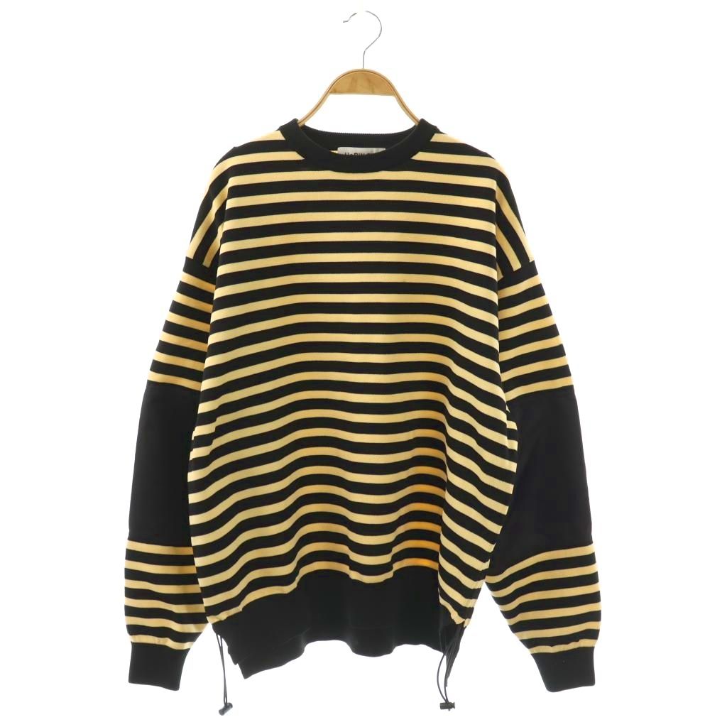 【中古】ヘリンドットサイ HeRIN.CYE 24AW Military boyfriend tops トップス ニット カットソー ボーダー F ブラック イエローベージュ /HK ■OS レディース 【ベクトル 古着】 260302