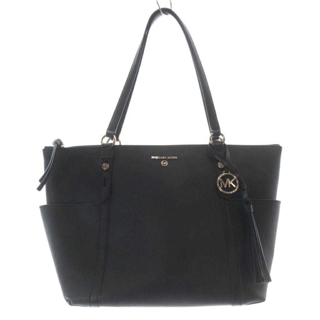 【中古】マイケル教科課程 MICHAEL KORS SULLIVAN LARGE SAFFIANO LEATHER TOP-ZIP トートバッグ ハンドバック なめし革 ロゴタイプ 黒 黒いこと 30T0GNXT3L /SR レディース 【ベクター 古着】 260226