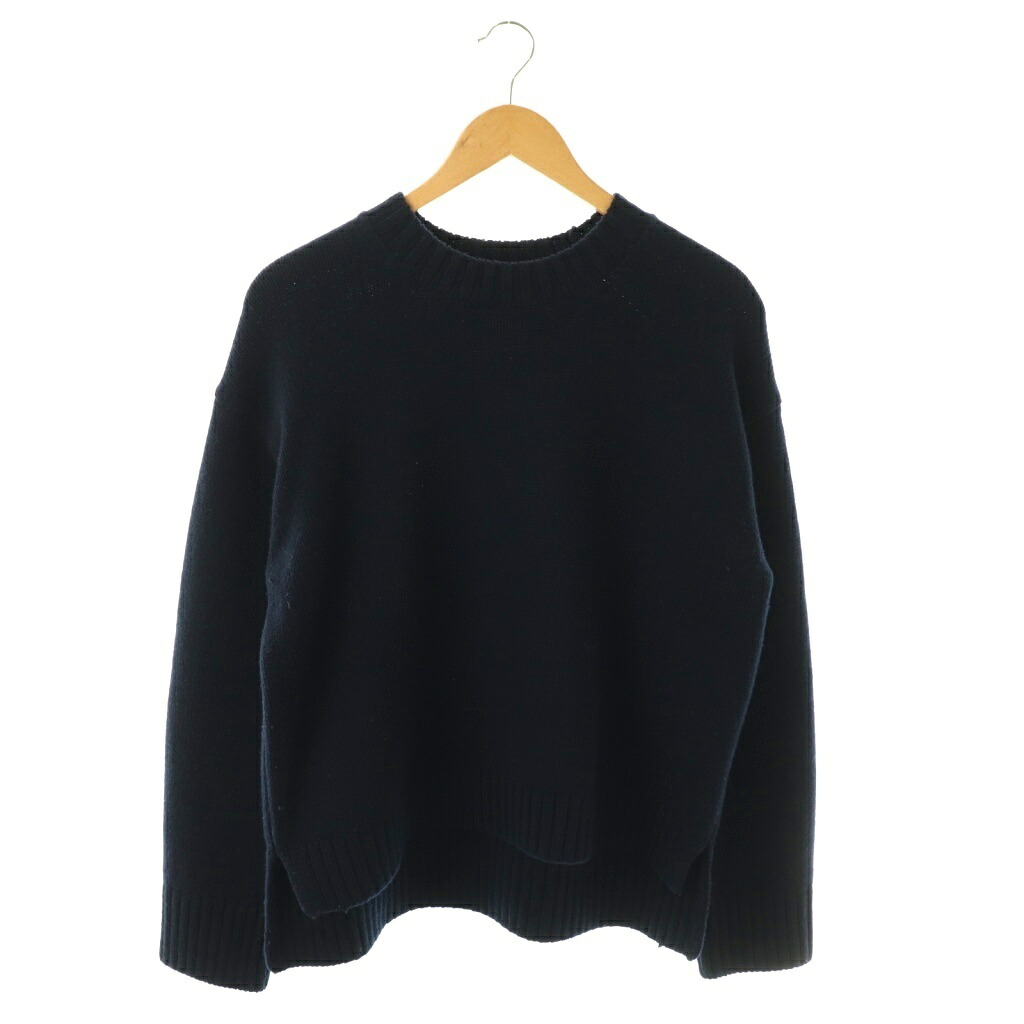 【中古】エイトン ATON 23AW ウールクルーネックニット セーター 長袖 2 ネイビー /DO ■OS メンズ 【ベクトル 古着】 260224|ブランド古着ベクトルプレミアム店