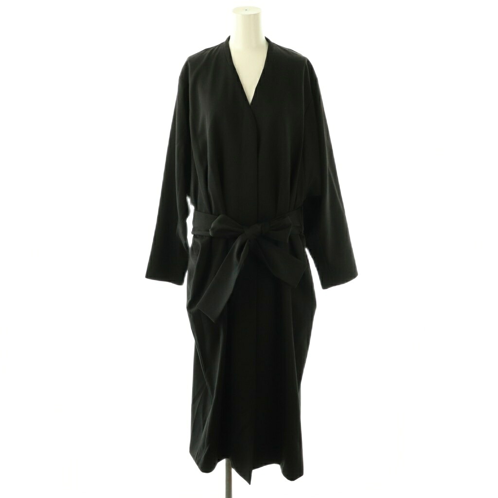 【中古】エイトン ATON 24AW TEC HNO WOOL TWILL DRESS COAT コート ノーカラー スプリング 2 ブラック /CX ■OS レディース 【ベクトル 古着】 260302｜ブランド古着ベクトルプレミアム店