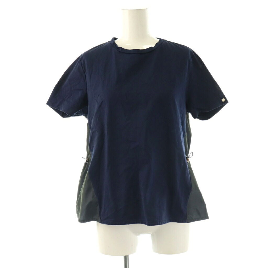 【中古】ヘルノ HERNO CHIC COTTON JERSEY NEW TECHNO TAFFETA Tシャツ カットソー 半袖 切替 40 ネイビー チャコールグレー /ES ■OS ■SH レディース 【ベクトル 古着】 260224