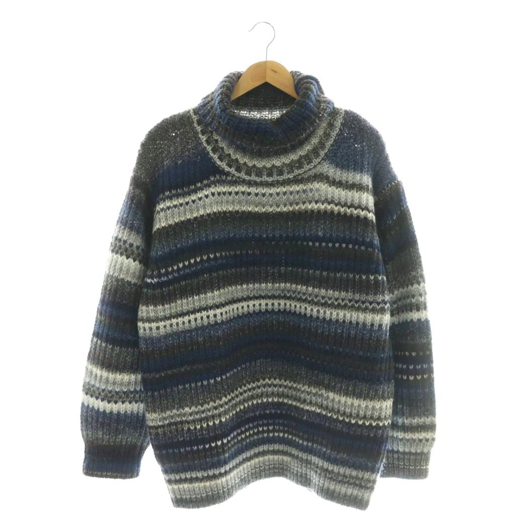 【中古】アティセッション ATTISESSION スペースダイ タートルネックニット セーター プルオーバー ボーダー 青 マルチカラー 5613-199-0036 /CX ■OS レディース 【ベクトル 古着】 260226