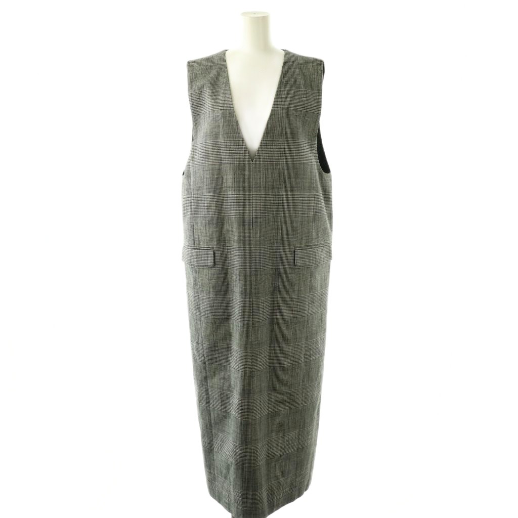 【中古】アンクレイヴ uncrave 25AW グレンチェック ワンピース ロング 2 ブラック オフホワイト /DF ■OS レディース 【ベクトル 古着】 260227