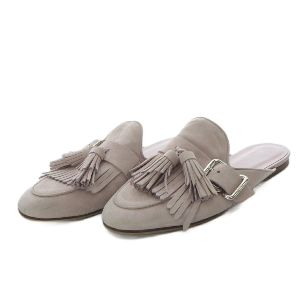 【中古】トッズ TOD'S ミュール サンダル フラット タッセル スエード 39 ピンク /YO36 レディース 【ベクトル 古着】 260303｜ブランド古着ベクトルプレミアム店