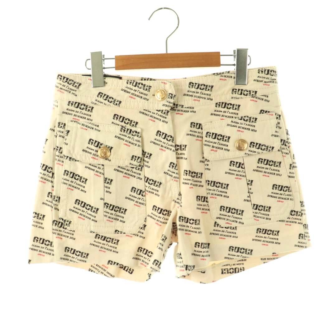 【中古】グッチ GUCCI ロゴタイプ総柄遊撃手ズボン下 ファスナー飛球 25 象牙色 黒いこと 赤いこと 519774 /DO ■os ■SH レディース 【ベクター 古着】 260309