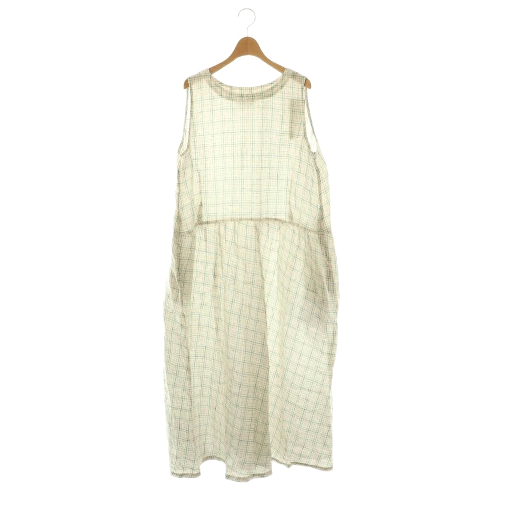 【中古】未使用品 ヴラス ブラム Vlas Blomme チェックリネンノースリーブワンピース F 白 オレンジ 緑 13212065 /CX ■OS ■SH レディース 【ベクトル 古着】 260302