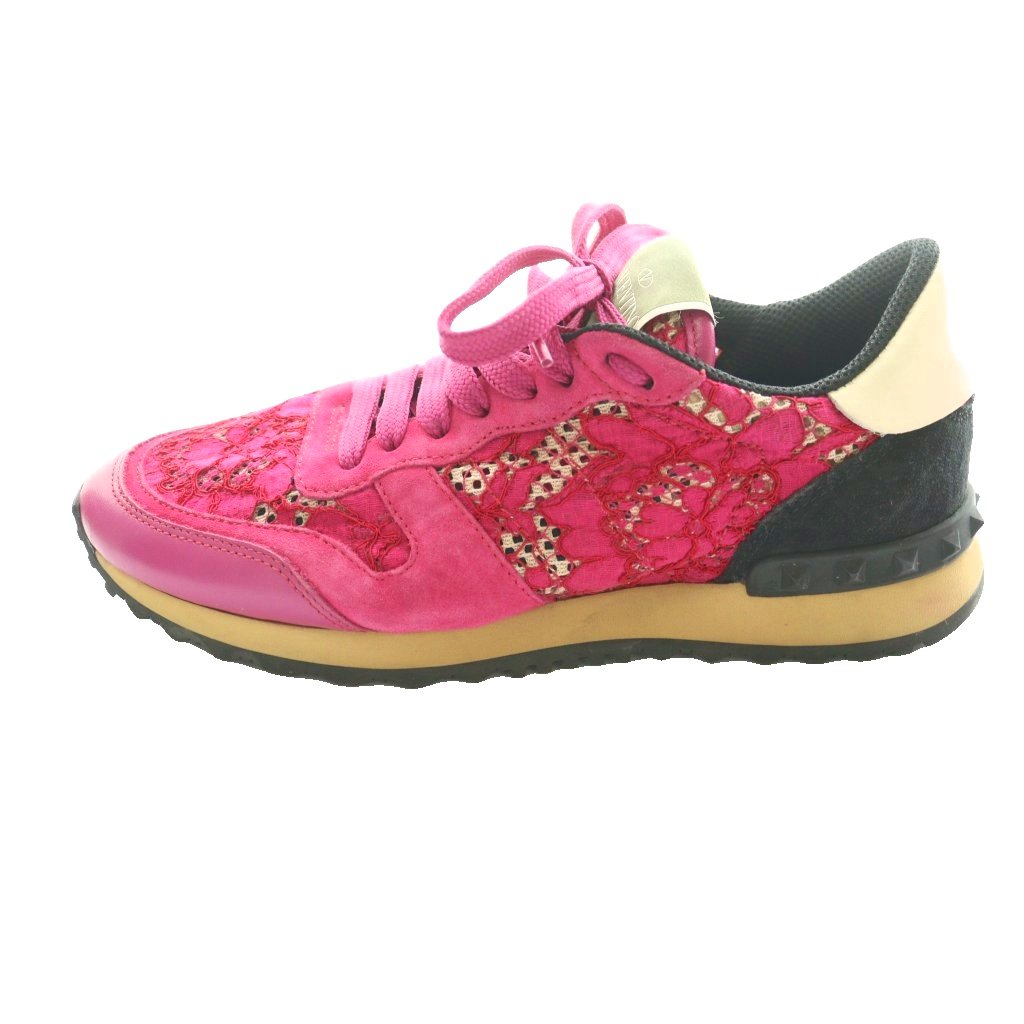 【中古】ヴァレンティノ ガラヴァーニ VALENTINO GARAVANI レースランナー Lacerunner スニーカー 37 ピンク /SS ■OS レディース 【ベクトル 古着】 260306
