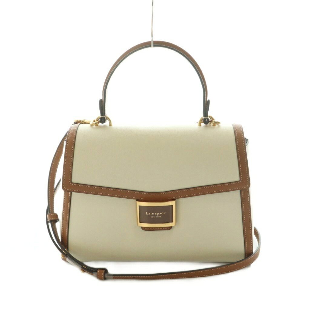 【中古】ケイトスペード KATE SPADE ケイティカラーブロックミディアム 2WAY御徒面子 ハンドバック ショルダーバッグ なめし革 バイ色合い 白 ベージュ K8862 /MI ■os レディース 【ベクター 古着】 260303