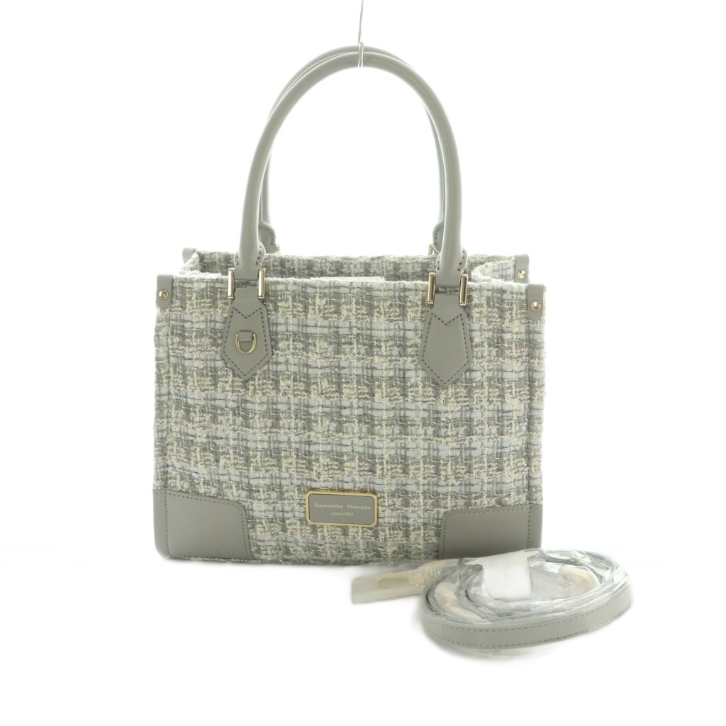 【中古】サマンサタバサ Samantha Thavasa 2WAY ファンシーツィード 真四角ハンドバック ショルダーバッグ 薄墨色 /MI ■os ■SH レディース 【ベクター 古着】 260304
