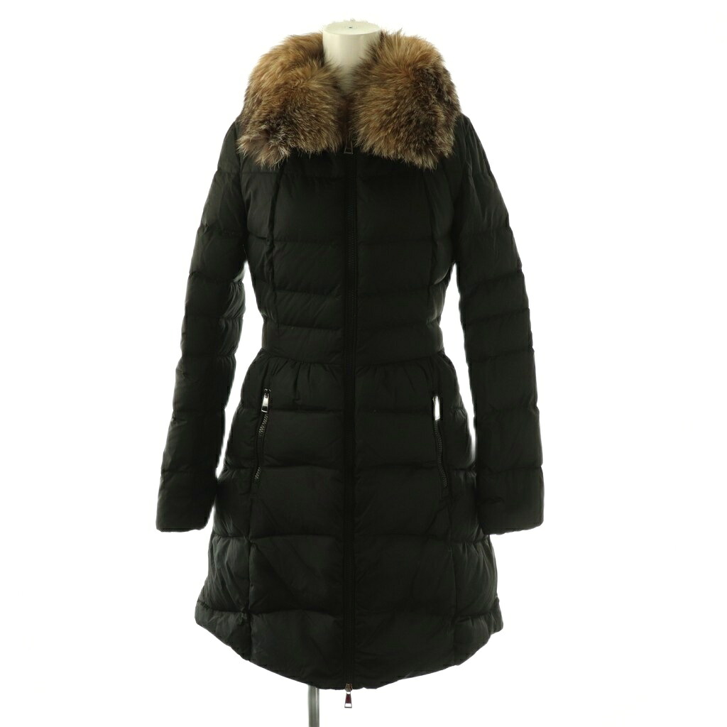 【中古】モンクレール MONCLER HIRONDELLE フォックスファー付き ダウンコート アウター 00 ブラック /DF ■OS ■SH レディース 【ベクトル 古着】 260312｜ブランド古着ベクトルプレミアム店