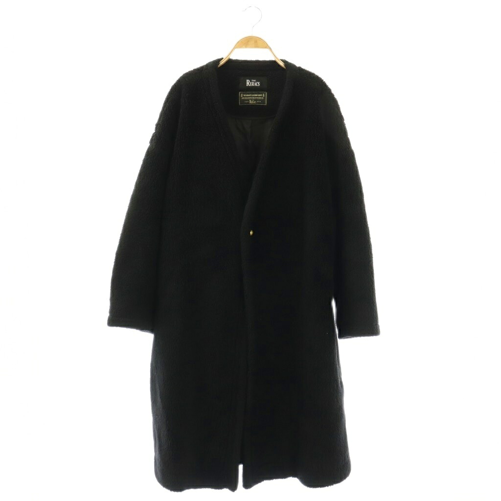 【中古】ザ 紫はしどいクス THE RERACS wool pile collarless boa coat 厚地の外套 否色つや ボア ロング F 黒いこと /HK ■os レディース 【ベクター 古着】 260317