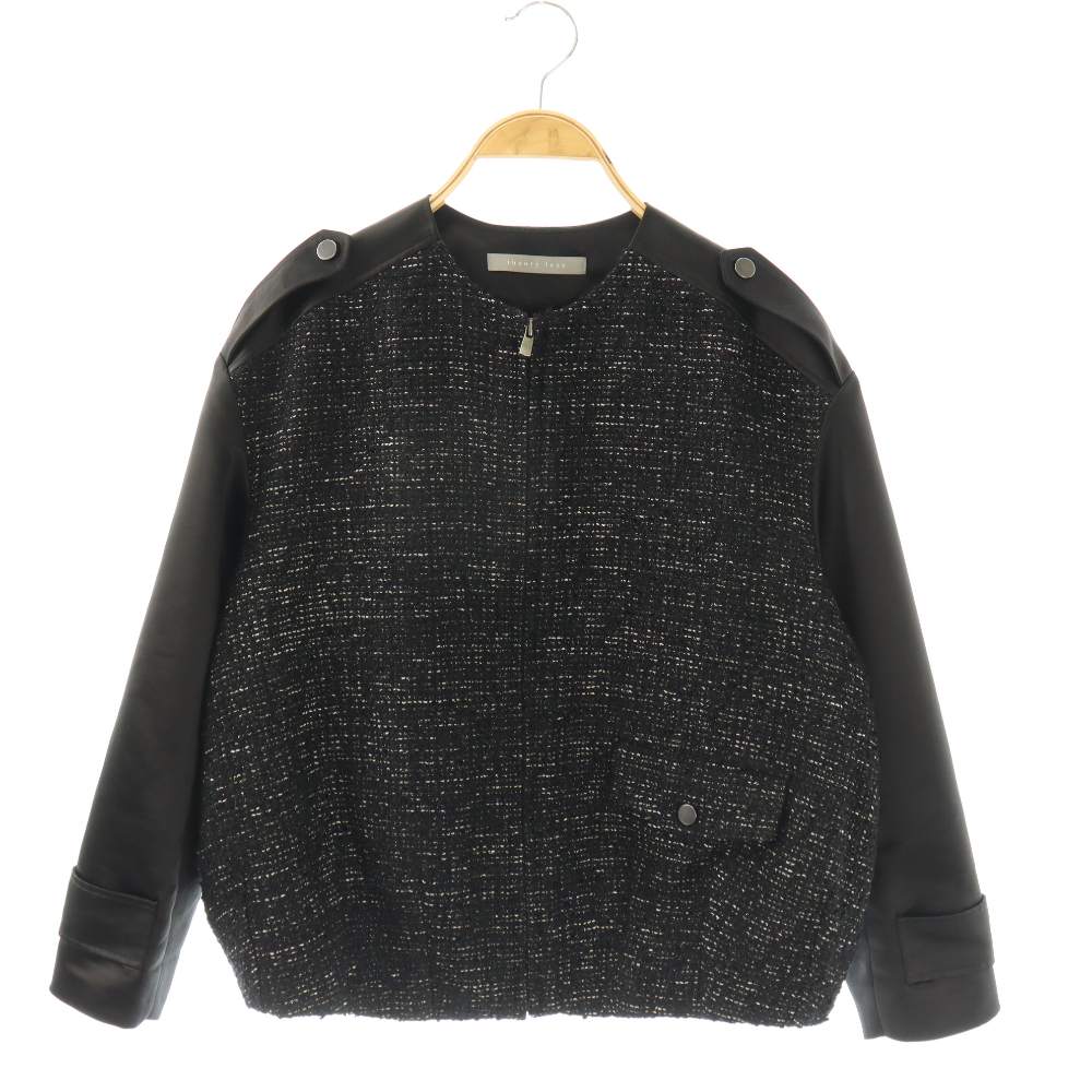 【中古】セオリーリュクス theory luxe 25AW Jewel Tweed Jira Jacket ジャケット ノーカラー ジップアップ S32 ブラック /DO ■OS レディース 【ベクトル 古着】 260310