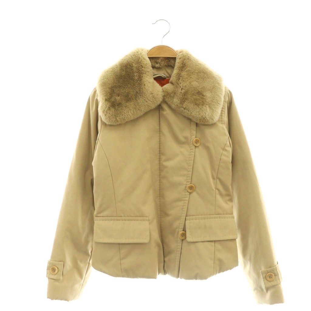 【中古】マックスマーラ MAX MARA 白引き船 ラパンファー 中綿上衣 上衣 34 ベージュ /NR ■os レディース 【ベクター 古着】 260312