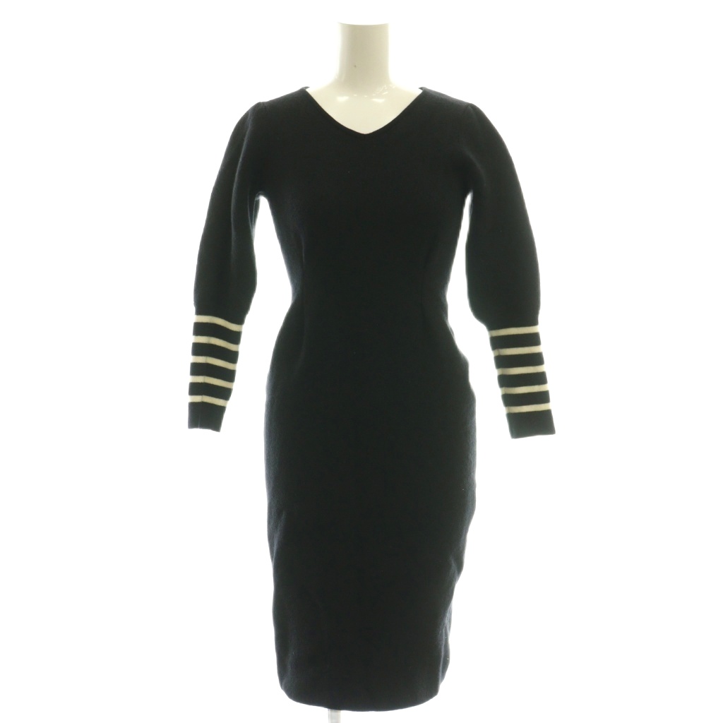 【中古】ボーダーズアットバルコニー BORDERS at BALCONY LADY KNIT DRESS ワンピース 長袖 膝丈 36 黒 /NR ■OS レディース 【ベクトル 古着】 260312｜ブランド古着ベクトルプレミアム店