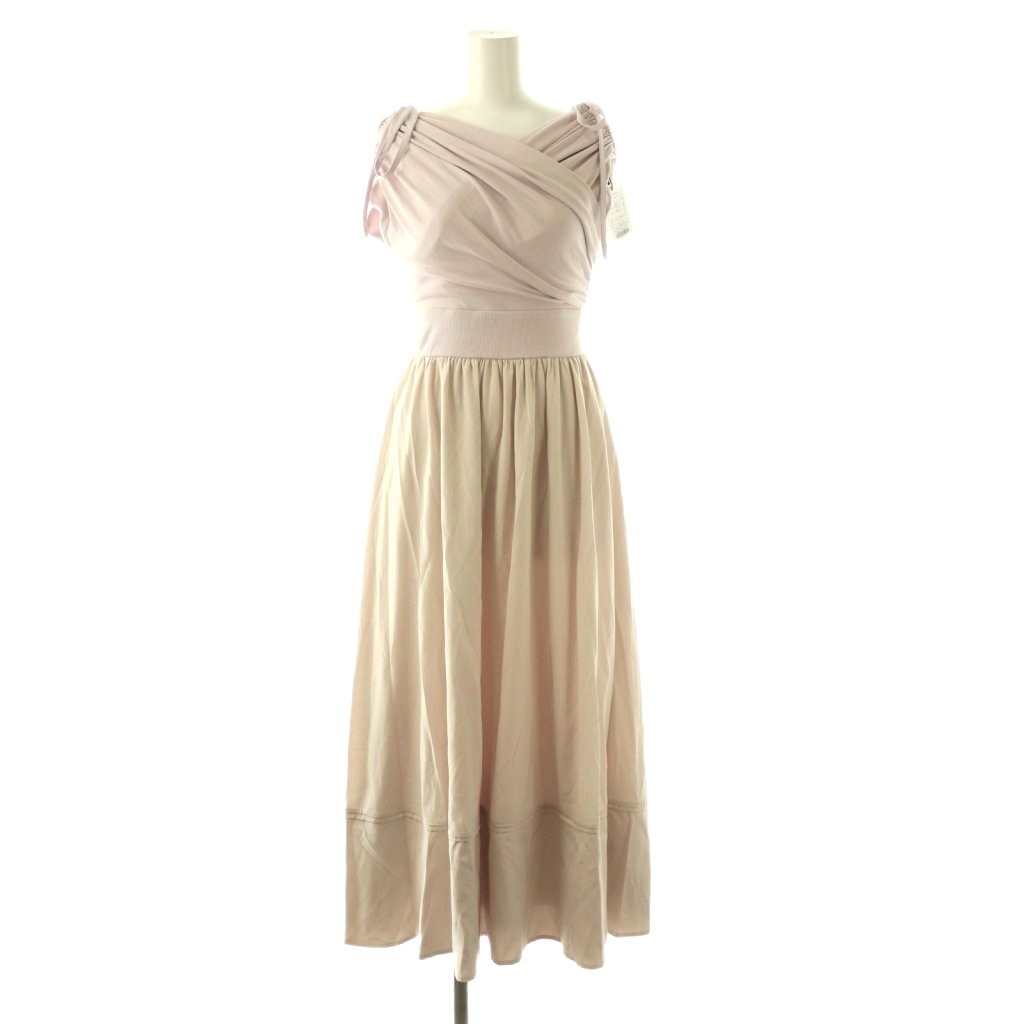【中古】未使用品 ハーリップトゥ Her lip to 25SS Gathered Bicolor Dress ワンピース フレア ロング マキシ フレンチスリーブ 切替 M ピンク 1251305092 /KU レディース 【ベクトル 古着】 260316