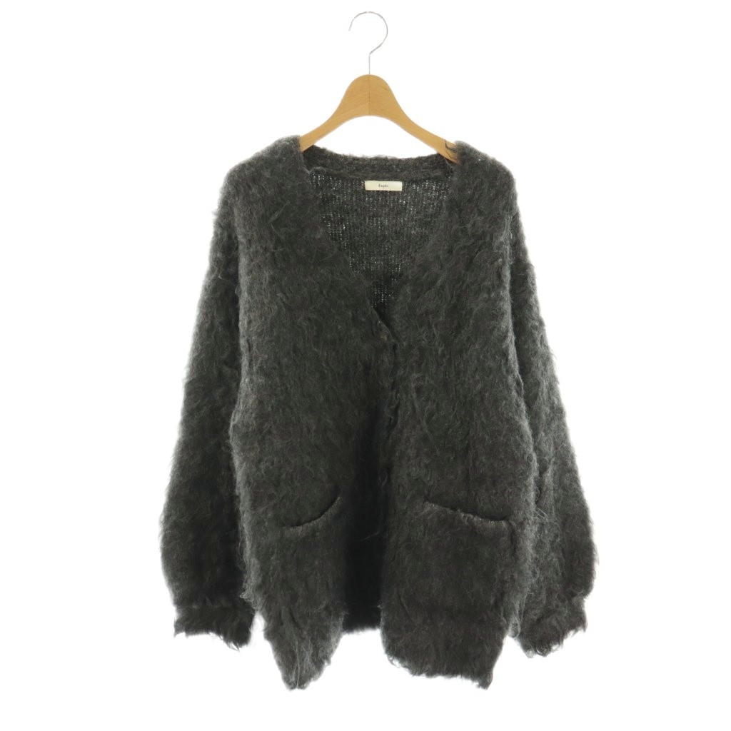 【中古】エフィ Eaphi shaggy knit cardigan カーディガン ニット Vネック 長袖 F グレー /DO ■OS レディース 【ベクトル 古着】 260313