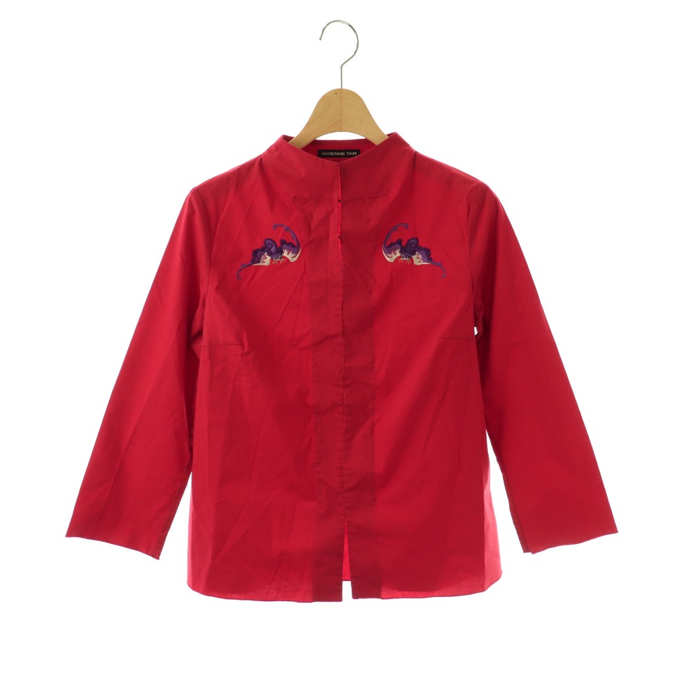 【中古】ヴィヴィアンタム VIVIENNE TAM 90s ドラゴン刺繍ジャケット 0 赤 レッド 016-210925 /AN29 レディース 【ベクトル 古着】 260316