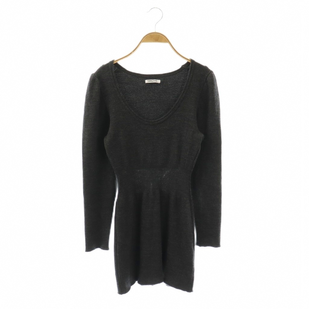 【中古】フミカ ウチダ FUMIKA_UCHIDA 25AW RIB STITCH U-NECK UNDERWEAR トップス 編み物 カットソー 長袖 絨毛 M 暗灰色薄墨色 /DO ■os レディース 【ベクター 古着】 260313 その他-レディースファッション