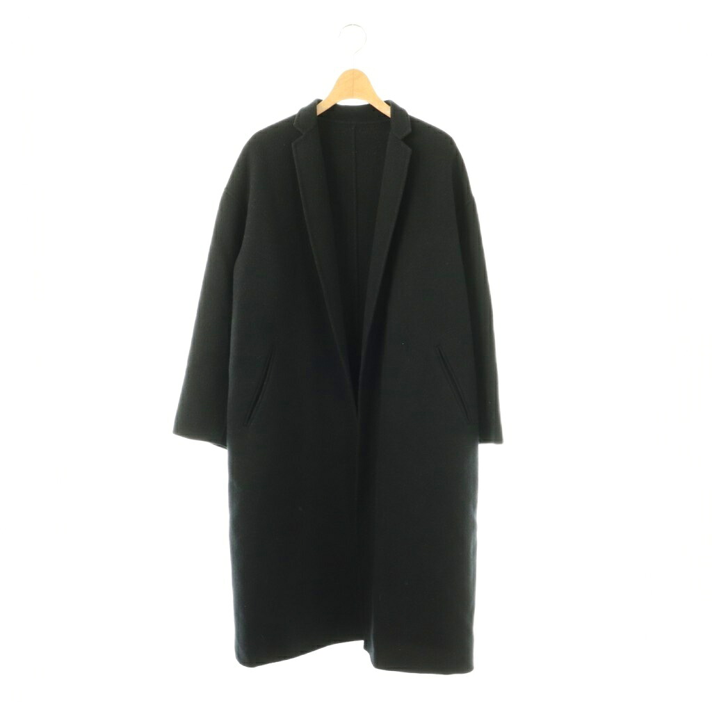 【中古】プラージュ Plage ハミルトンテーラードコート ロング丈 毛糸 38 黒 黒いこと 18020922900030 /AN27 レディース 【ベクター 古着】 260316