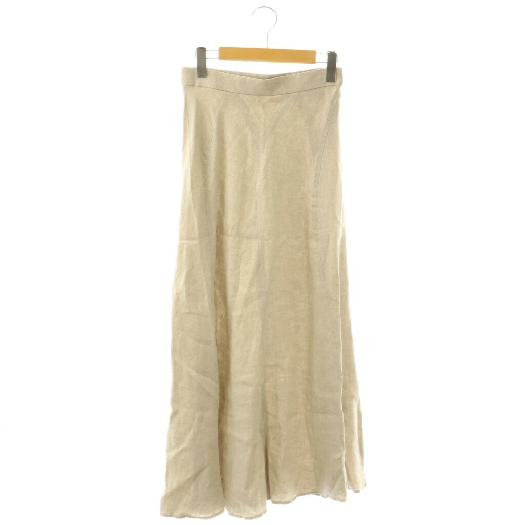 【中古】ミューズ ドゥーズィエム クラス MUSE de Deuxieme Classe OGLINEN FLARE スカート フレア ロング リネン 34 ベージュ /HK ■OS レディース 【ベクトル 古着】 260317