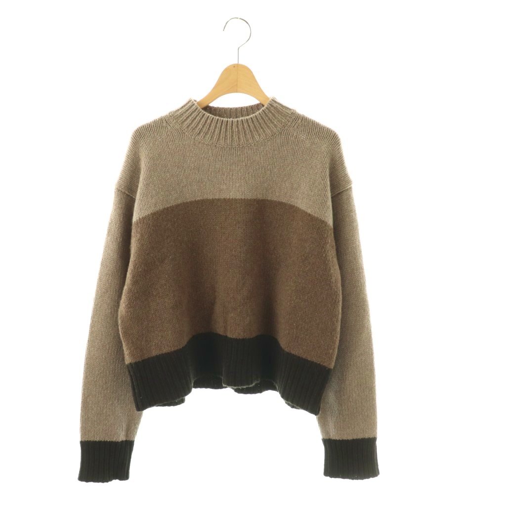 【中古】行動論理 Theory 24AW  FELTED WOOL CASH COLOR BLOCK PO F 編み物 スウェーター 羊毛 M 茶 /MI ■os レディース 【ベクター 古着】 260316