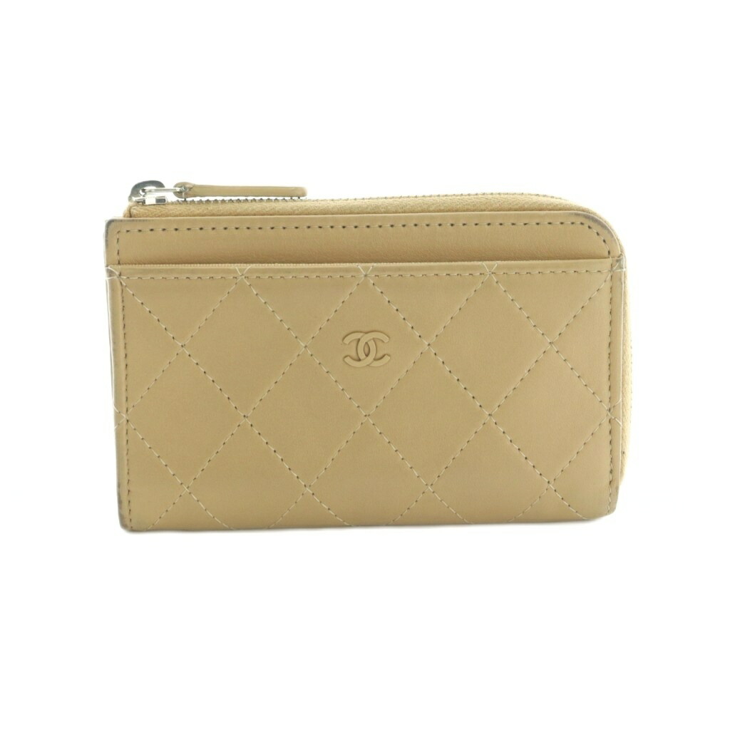 【中古】シャネル CHANEL ココマーク フラグメントケース ミニ金入れ L字チャック 釣り銭入れ ベージュ /MI ■os ■OH レディース 【ベクター 古着】 260317
